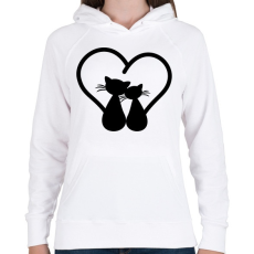 PRINTFASHION Szerelmes cicák - Női kapucnis pulóver - Fehér