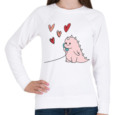 PRINTFASHION Szerelmes dínó (lány) - Női pulóver - Fehér női pulóver, kardigán