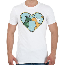 PRINTFASHION Szerelmes dínók - Férfi póló - Fehér férfi póló