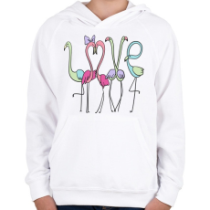 PRINTFASHION Szerelmes flamingok - Gyerek kapucnis pulóver - Fehér