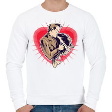 PRINTFASHION Szerelmes horgász - Férfi pulóver - Fehér