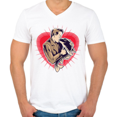 PRINTFASHION Szerelmes horgász - Férfi V-nyakú póló - Fehér