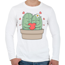 PRINTFASHION Szerelmes kaktusz - Férfi hosszú ujjú póló - Fehér