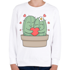 PRINTFASHION Szerelmes kaktusz - Gyerek pulóver - Fehér