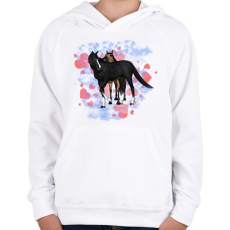 PRINTFASHION szerelmes lovak - Gyerek kapucnis pulóver - Fehér