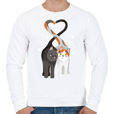 PRINTFASHION Szerelmes macskák - Férfi pulóver - Fehér