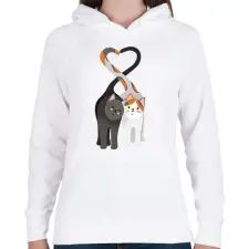 PRINTFASHION Szerelmes macskák - Női kapucnis pulóver - Fehér női pulóver, kardigán