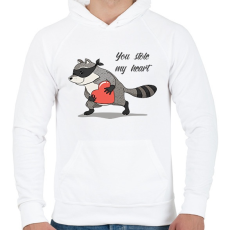 PRINTFASHION Szerelmes mosómedve - Férfi kapucnis pulóver - Fehér