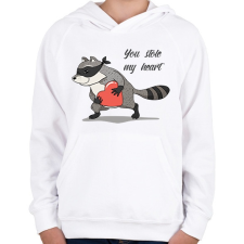 PRINTFASHION Szerelmes mosómedve - Gyerek kapucnis pulóver - Fehér gyerek pulóver, kardigán