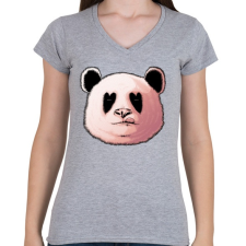 PRINTFASHION Szerelmes panda - Női V-nyakú póló - Sport szürke női póló