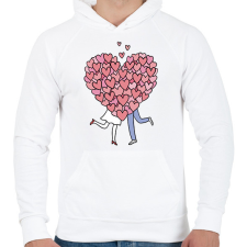 PRINTFASHION Szerelmes pár - Férfi kapucnis pulóver - Fehér férfi pulóver, kardigán