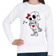 PRINTFASHION Szerelmes robot - női - Női pulóver - Fehér női pulóver, kardigán