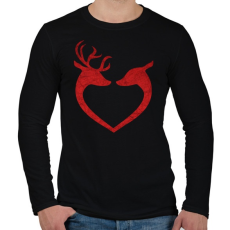 PRINTFASHION Szerelmes szarvasok - Férfi hosszú ujjú póló - Fekete
