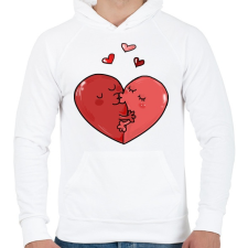 PRINTFASHION Szerelmes szívek - Férfi kapucnis pulóver - Fehér férfi pulóver, kardigán