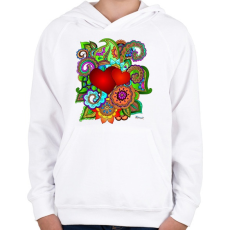 PRINTFASHION Szerelmes szivek - Gyerek kapucnis pulóver - Fehér