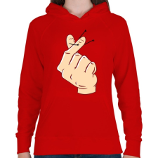 PRINTFASHION Szerelmes ujjak - Női kapucnis pulóver - Piros női pulóver, kardigán