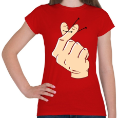 PRINTFASHION Szerelmes ujjak - Női póló - Piros