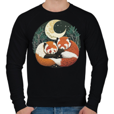 PRINTFASHION Szerelmes vörös pandák - Férfi pulóver - Fekete férfi pulóver, kardigán