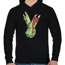 PRINTFASHION Szerelmes zombi - Férfi kapucnis pulóver - Fekete férfi pulóver, kardigán