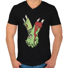 PRINTFASHION Szerelmes zombi - Férfi V-nyakú póló - Fekete férfi póló