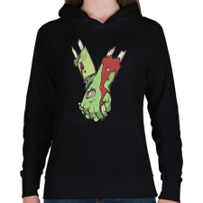 PRINTFASHION Szerelmes zombi - Női kapucnis pulóver - Fekete női pulóver, kardigán