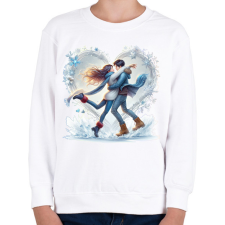 PRINTFASHION Szerelmespár télen - Gyerek pulóver - Fehér gyerek pulóver, kardigán