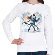 PRINTFASHION Szerelmespár télen - Női pulóver - Fehér női pulóver, kardigán