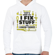 PRINTFASHION Szerelő - Férfi kapucnis pulóver - Fehér férfi pulóver, kardigán