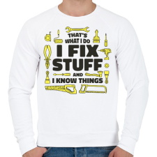 PRINTFASHION Szerelő - Férfi pulóver - Fehér férfi pulóver, kardigán