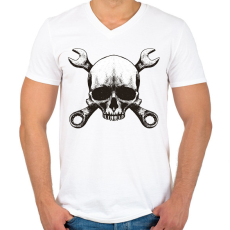 PRINTFASHION Szerelő koponya - Férfi V-nyakú póló - Fehér