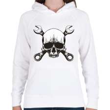 PRINTFASHION Szerelő koponya - Női kapucnis pulóver - Fehér női pulóver, kardigán