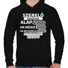 PRINTFASHION Szerelő óradíjak - Férfi kapucnis pulóver - Fekete