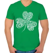 PRINTFASHION Szerencsehozó Lóhere - Férfi V-nyakú póló - Zöld férfi póló