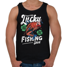 PRINTFASHION Szerencsés horgász póló - Férfi atléta - Fekete atléta, trikó