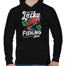 PRINTFASHION Szerencsés horgász póló - Férfi kapucnis pulóver - Fekete női pulóver, kardigán