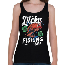 PRINTFASHION Szerencsés horgász póló - Női atléta - Fekete női trikó