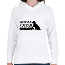 PRINTFASHION Szeresd a kutyám - Női kapucnis pulóver - Fehér női pulóver, kardigán