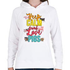 PRINTFASHION Szeresd a malacokat - Női kapucnis pulóver - Fehér női pulóver, kardigán