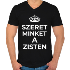 PRINTFASHION SZERET MINKET A ZISTEN - Férfi V-nyakú póló - Fekete