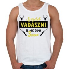 PRINTFASHION Szeretek vadászni - Férfi atléta - Fehér