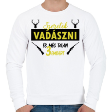 PRINTFASHION Szeretek vadászni - Férfi pulóver - Fehér