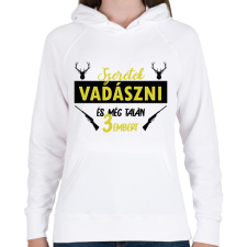 PRINTFASHION Szeretek vadászni - Női kapucnis pulóver - Fehér női pulóver, kardigán