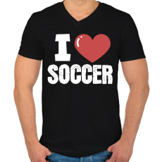 PRINTFASHION Szeretem a focit - Férfi V-nyakú póló - Fekete