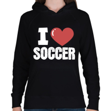 PRINTFASHION Szeretem a focit - Női kapucnis pulóver - Fekete női pulóver, kardigán