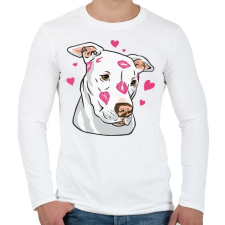 PRINTFASHION Szeretem a kutyám Pitt bull - Férfi hosszú ujjú póló - Fehér férfi póló