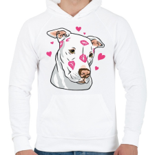 PRINTFASHION Szeretem a kutyám Pitt bull - Férfi kapucnis pulóver - Fehér férfi pulóver, kardigán