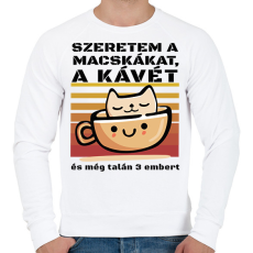 PRINTFASHION Szeretem a macskákat és még talán 3 embert - Férfi pulóver - Fehér