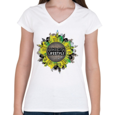 PRINTFASHION Szeretem a várost - Női V-nyakú póló - Fehér
