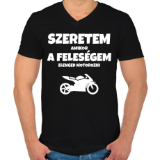 PRINTFASHION Szeretem, amikor a feleségem elenged motorozni 2 - Férfi V-nyakú póló - Fekete