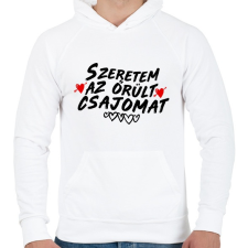 PRINTFASHION Szeretem az örült csajomat - Férfi kapucnis pulóver - Fehér férfi pulóver, kardigán